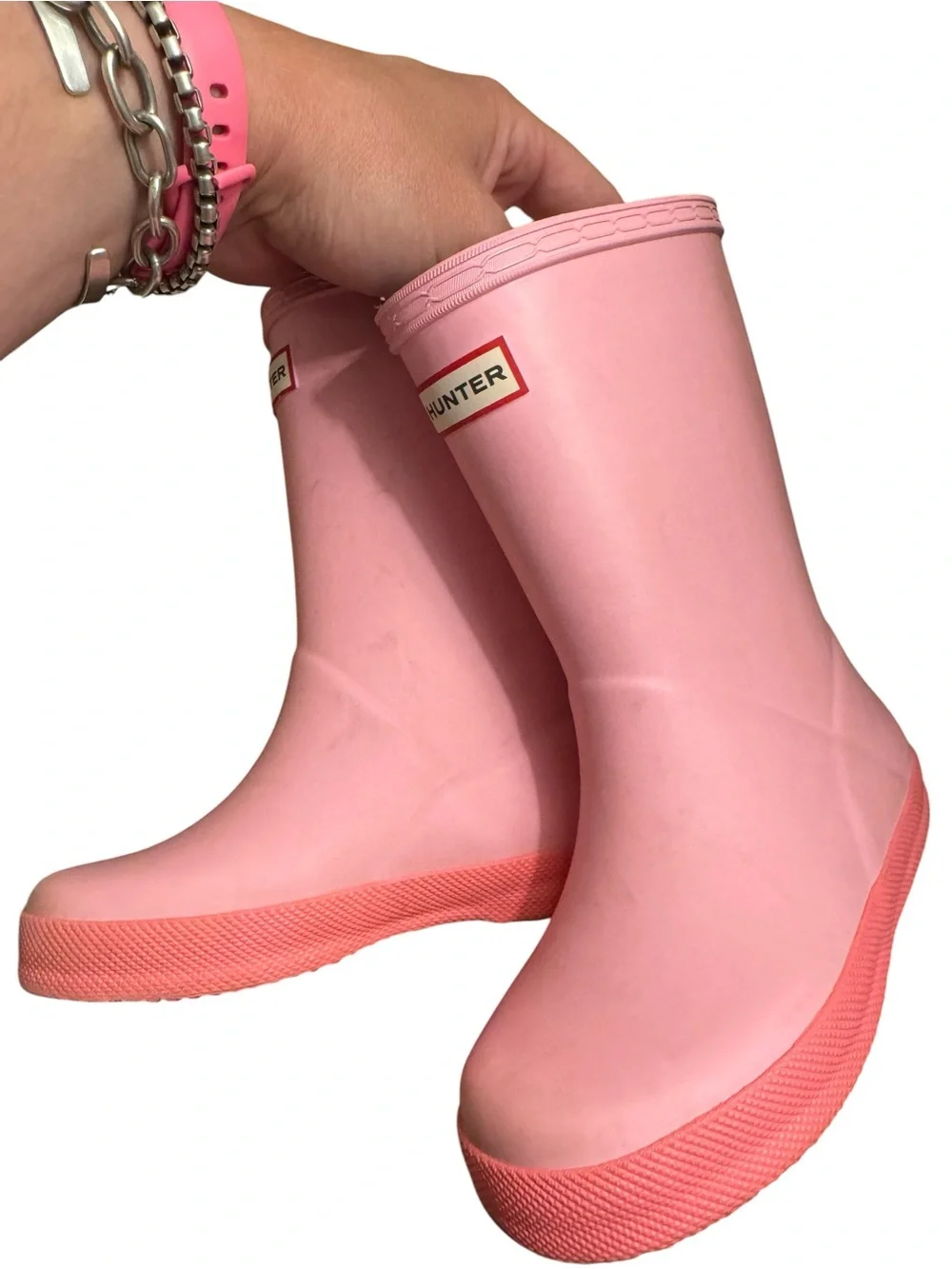 Hunter Kids First Classic Pink Rain Boots Waterproof Rubber Boots